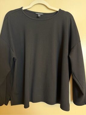 Eileen Fisher Black Long Sleeve Jersey Crew Top